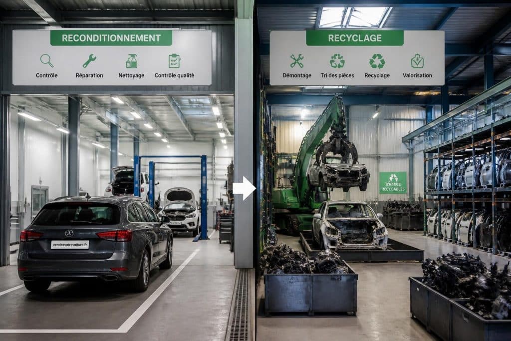 découvrez le parcours des voitures vendues sur vendezvotrevoiture.fr, du reconditionnement au recyclage, pour une seconde vie écologique et responsable.